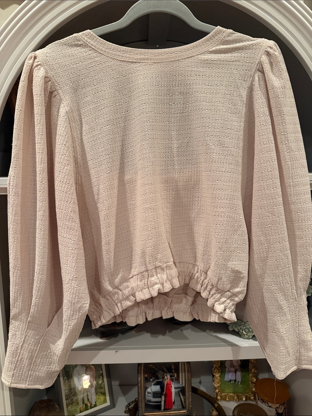 Textured Long Sleeve Peplum Top
